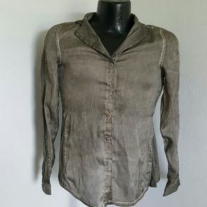 Jeans by Buffalo women top buttons up blouse long sleeve green size XS New